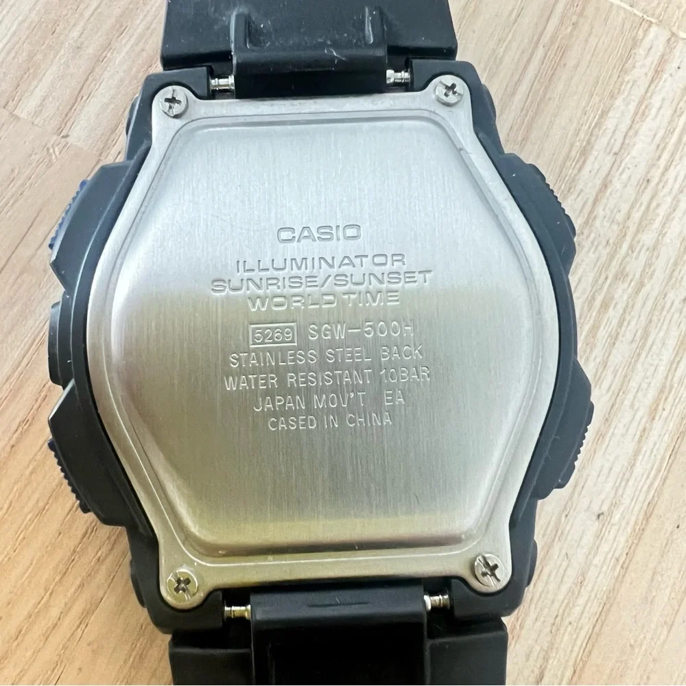 Casio mens analog digital blue black compass sport watch NEW BATTERY